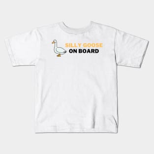 Silly Goose on Board | A Playful and Quirky Goose Illustration Kids T-Shirt